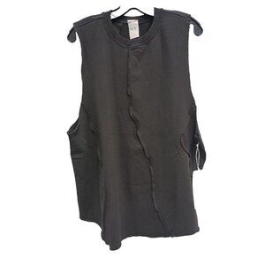 Rare/Self All Gender Pieced Mixed Knit Tank Top XL Black Sanded Grunge NEW